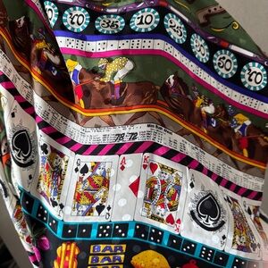 Nicole Miller casino and Horse Racing Vintage Scarf 42x42